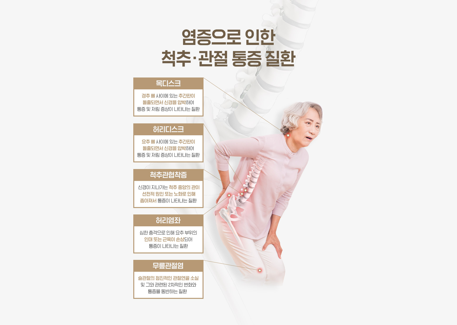 염증으로 인한 척추/관절 통증 질환